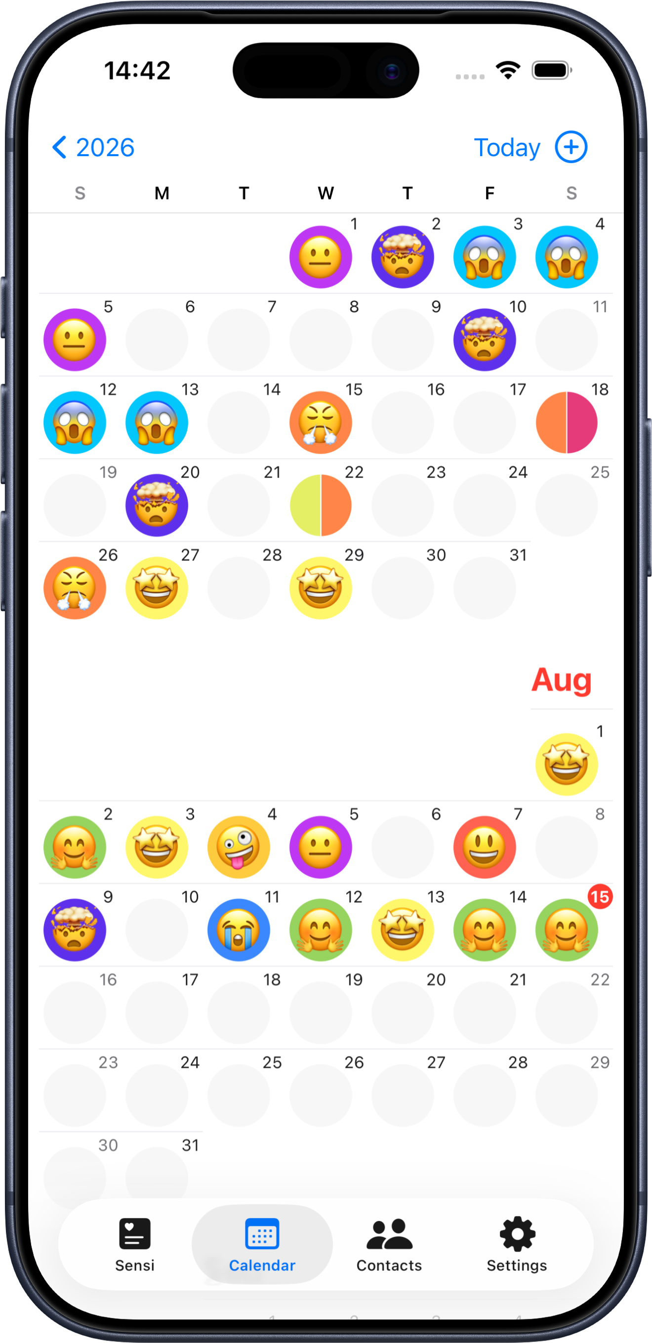 SensiNote — The calendar